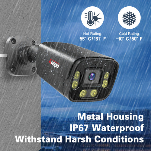 ANSPO PoE CCTV Camera Outdoor Bullet vari focul 8 MP with Audio BLACK