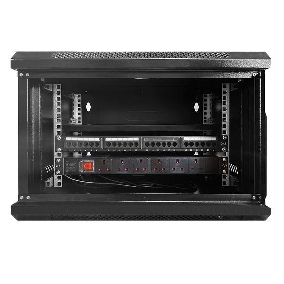 6U 450mm Wall Data Cabinet+PDU+Patch panel Prebuilt ready