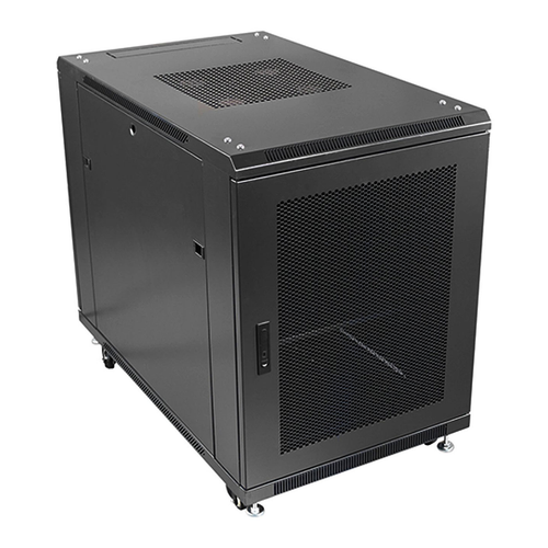 Pre-Built 12U 19" 600x1000mm Deep floor standing Cabinet, Mesh Front and Rear Door and Removable side panels, Wheels and Casters