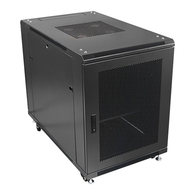 Pre-Built 12U 19" 600x1000mm Deep Wall Cabinet, Mesh Front and Rear Door and Removable side panels, Wheels and Casters