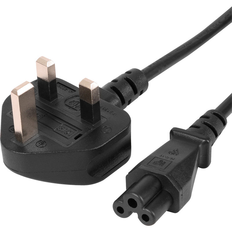1.8M 3 Pin Mains Clover Leaf C5 Cloverleaf Power Lead Cord Cable for Laptop