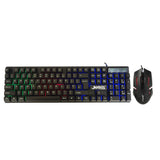 JEDEL 7 Colors RGB LED USB Wired Gaming Keyboard And Mouse Set PC Laptop UK (GK100 Black)