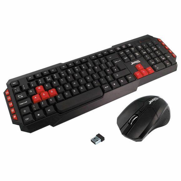 Wireless Keyboard and Optical Mouse Set - Gaming - Red 2.4GHz (Retail Box) WS880