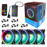 JEDEL 5 Pack RGB Case Fans 120MM LED Cooling With HUB & Remote