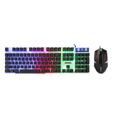 JEDEL 7 Colors RGB LED USB Wired Gaming Keyboard And Mouse Set PC Laptop UK GK100